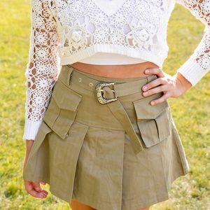 army green cargo skirt with belt